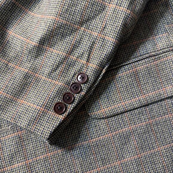 LANDS' END 46L 100% Lambswool Tiroler Loden Plaid Wool Sports Coat Blazer USA - Picture 6 of 15